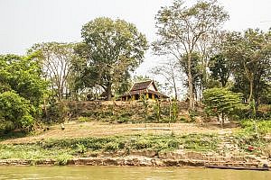 Temple on the Banks of the Mekong River in Laos