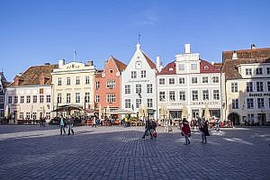The Old Town Square in Tallinn the Capital of Estonia