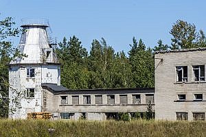 Radio Tower and Technical Block at Ventspils International Radio Astronomy Centre in Latvia