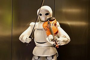 Robot Playing a Violin at the Toyota Factory in Nagoya, Japan