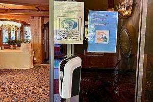 Checking in to Hotel Lorenzetti in Italy