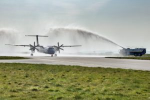Water Cannon Salute at Cornwall Newquay Airport