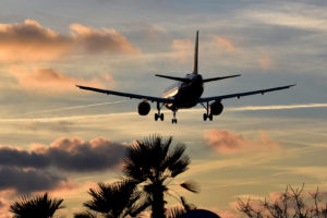 A flight landing at airport