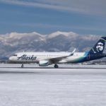 Alaska airlines flight arriving at Bozeman Airport