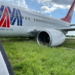 Image of flight TM1134 after overshooting the runway