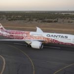 Qantas dreamliner on runway in Alice Springs