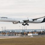A Lufthansa A340 moments before landing