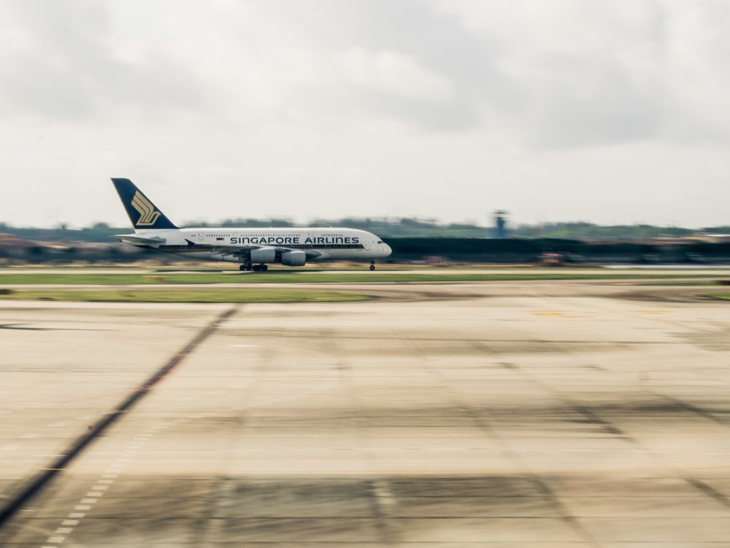A Singapore A380 accelerating at Changi Airport. Photo by Goh Rhy Yan 