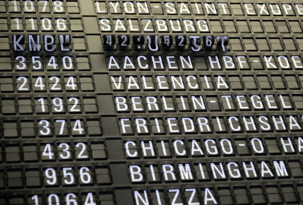 Departures board at an airport