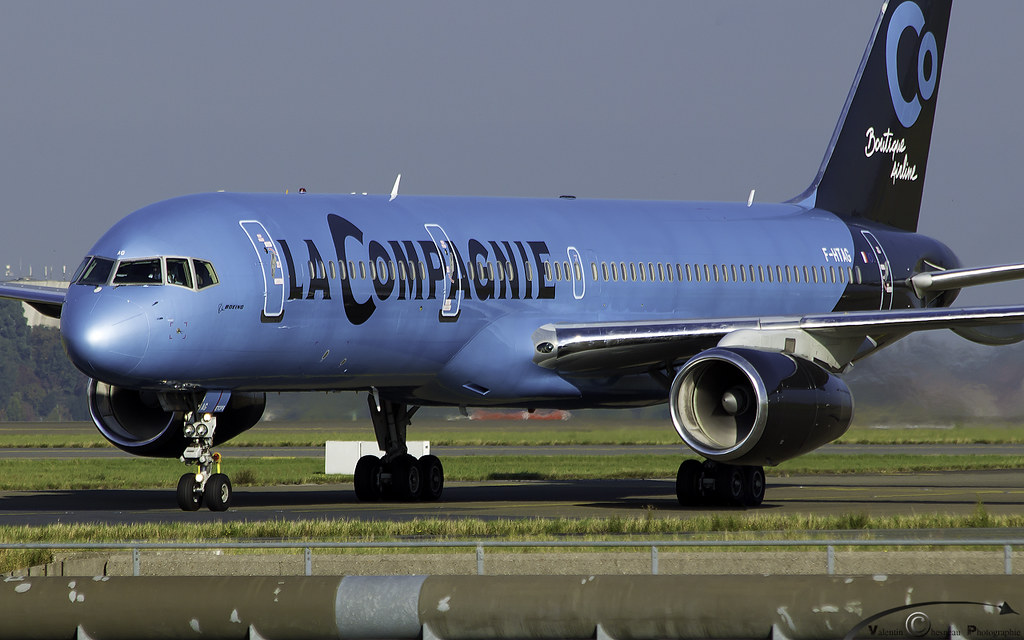 Image of Boutique French Airliner, La Compagnie plane on runway