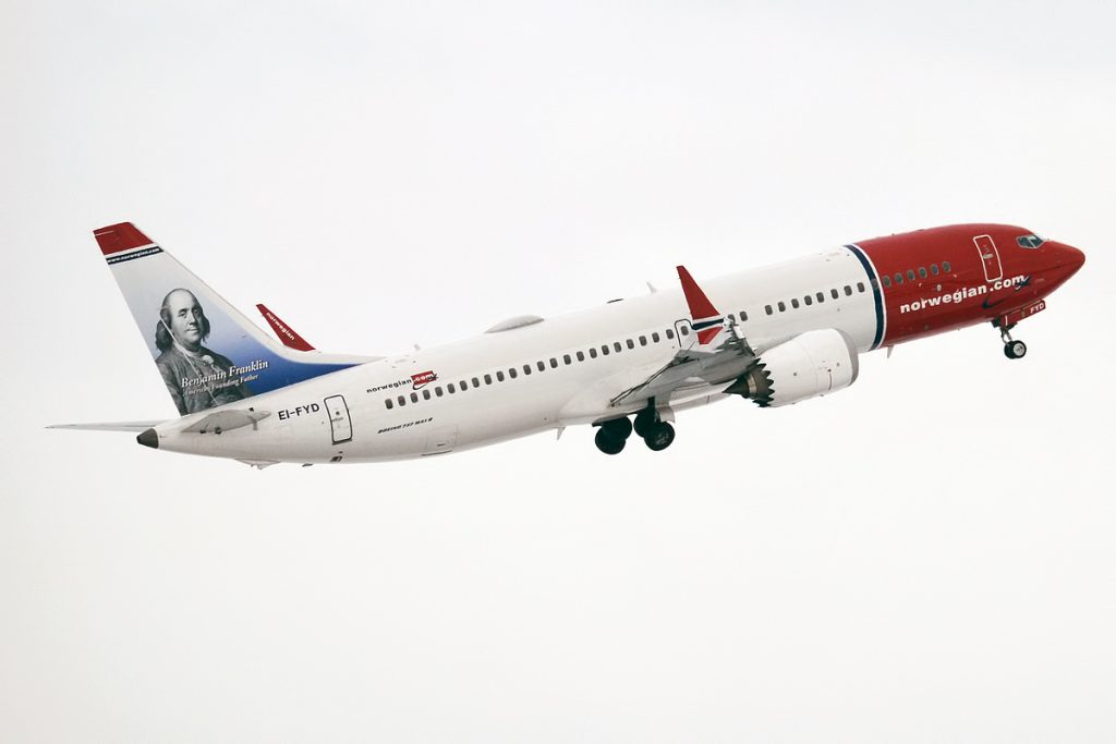 Norwegian 737 8 MAX taking off. Photo by Anna Zvereva