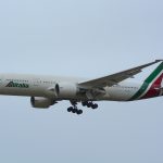 Alitalia B777 moments before landing in Tokyo. Ohoto by Masakatsu Ukon