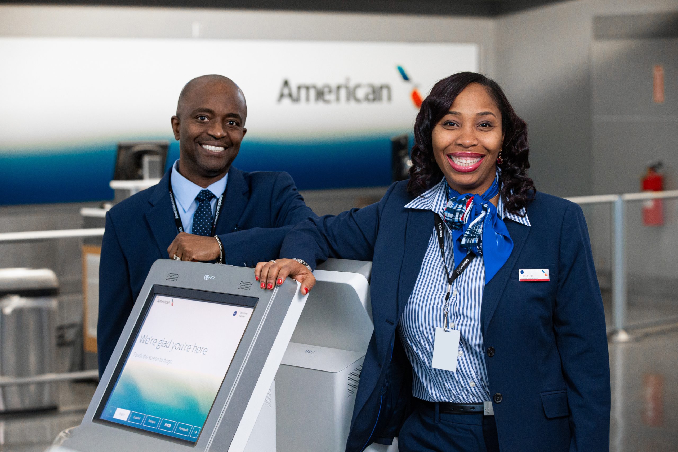 American Airlines at check in kiosks
