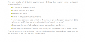 AirBaltic's Sustainability report 2019 - key points