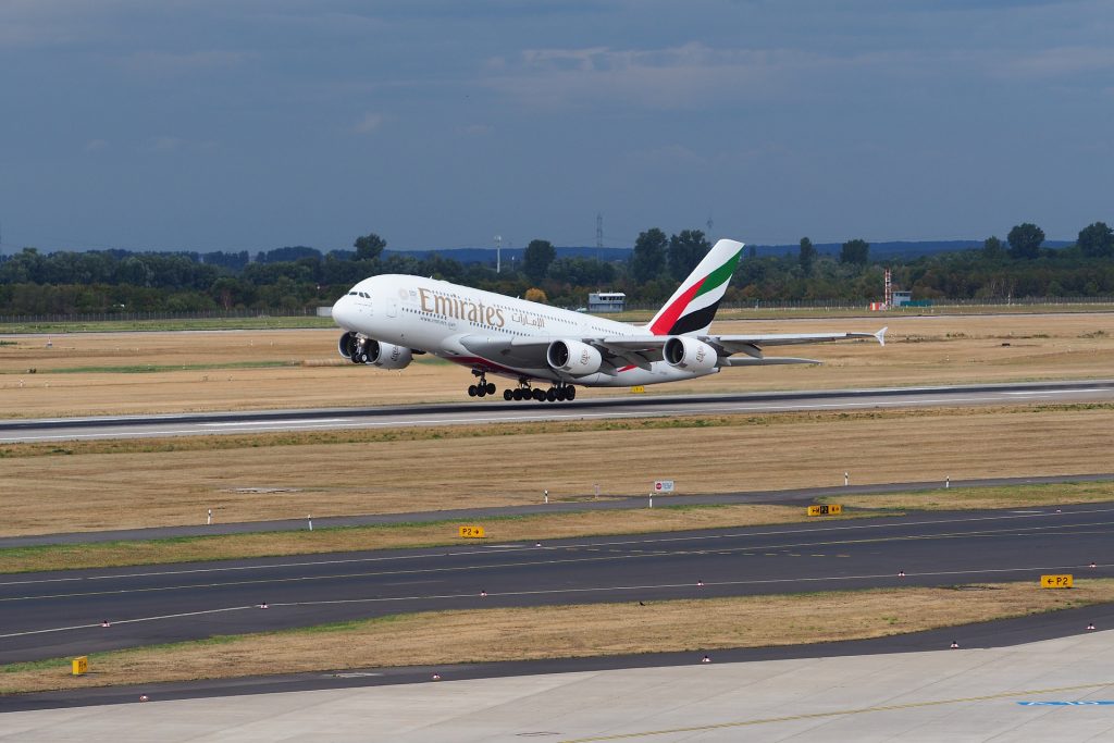 Emirates A380 taking off