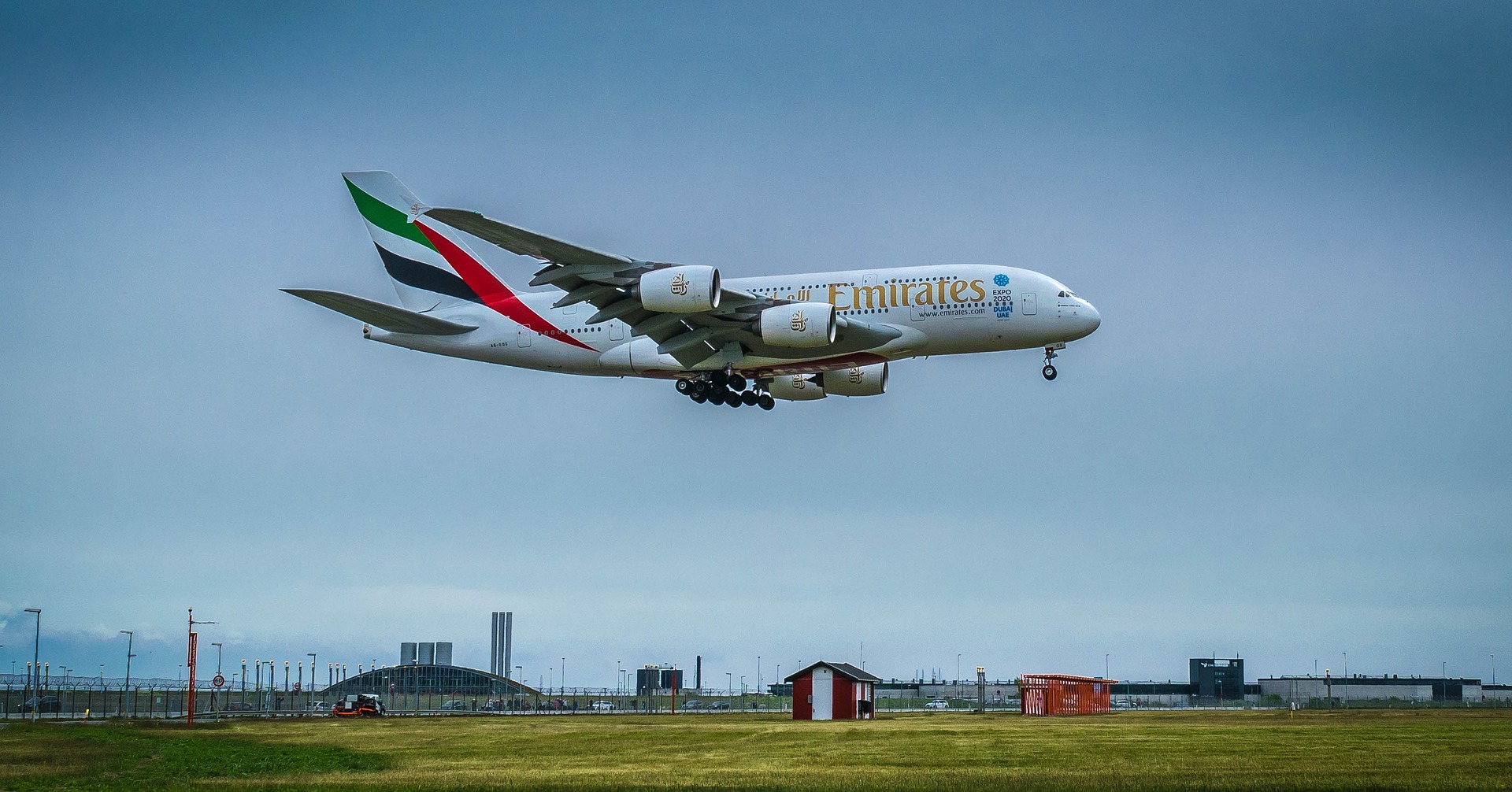 Emirates A380 moments before landing