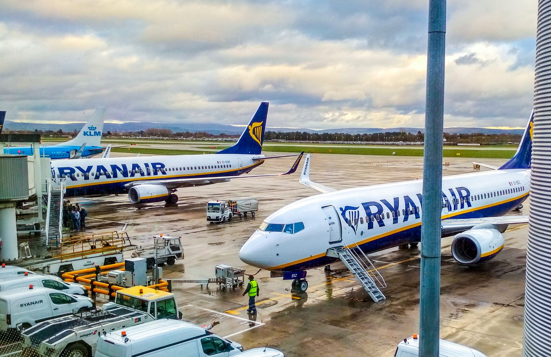 Ryanair planes at stand.