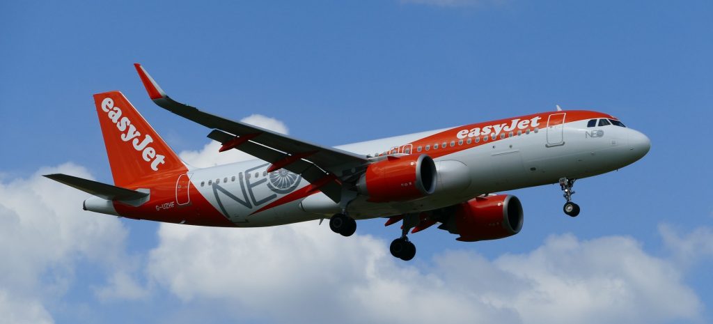An Easyjet plane moments before landing. 