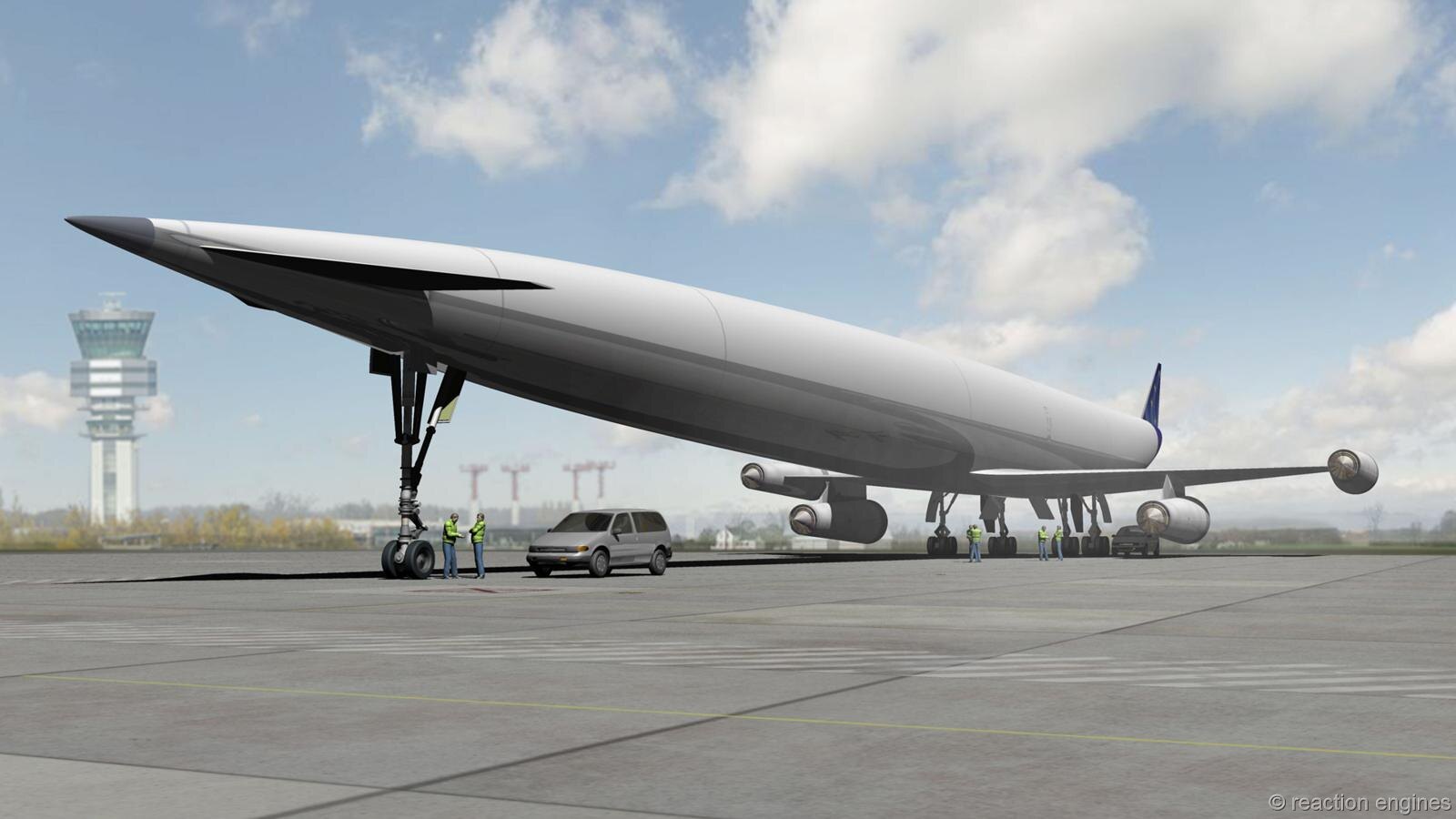 Hypersonic Aircraft on runway. Artist impression by Reaction Engines