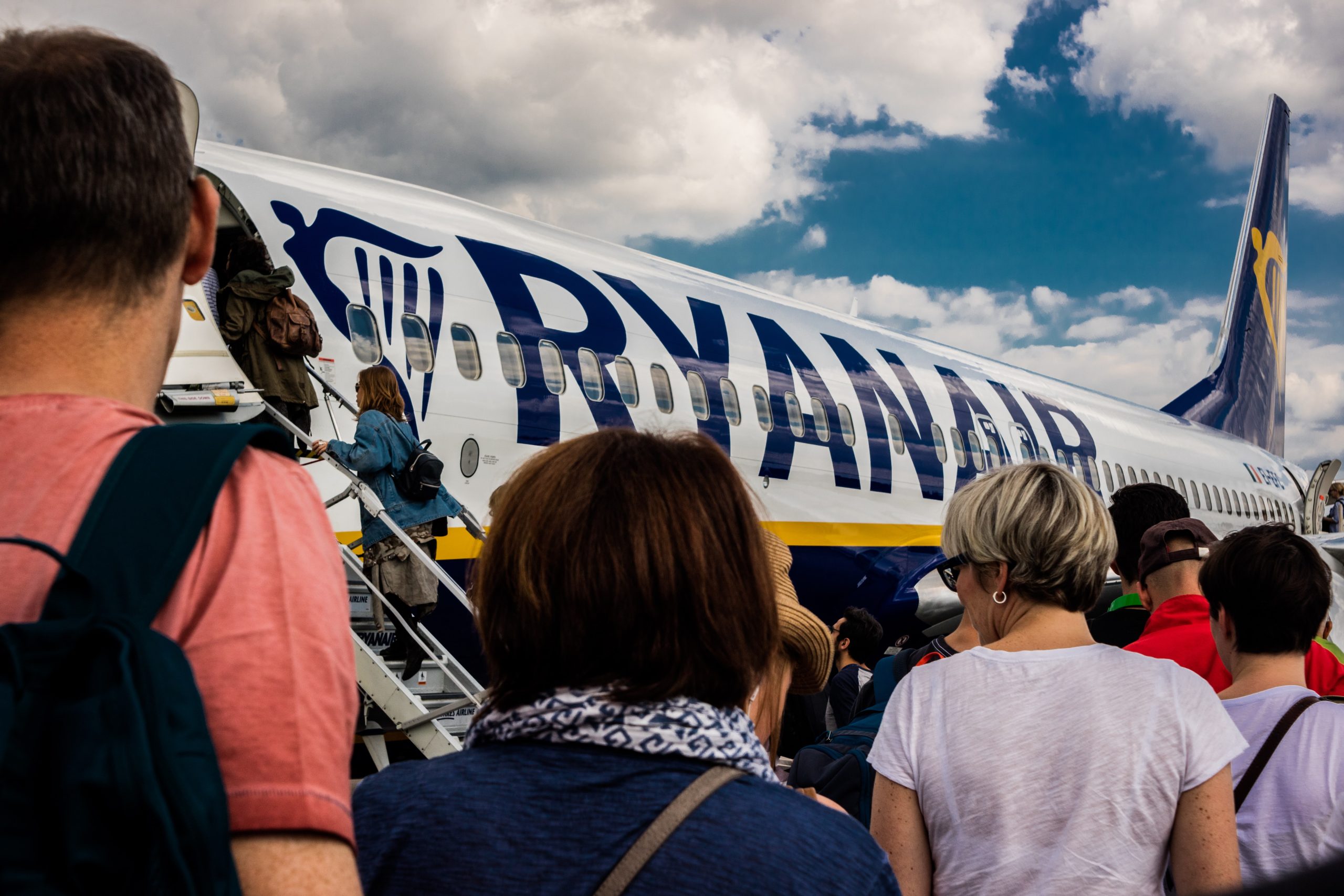 A Ryanair plane during boarding