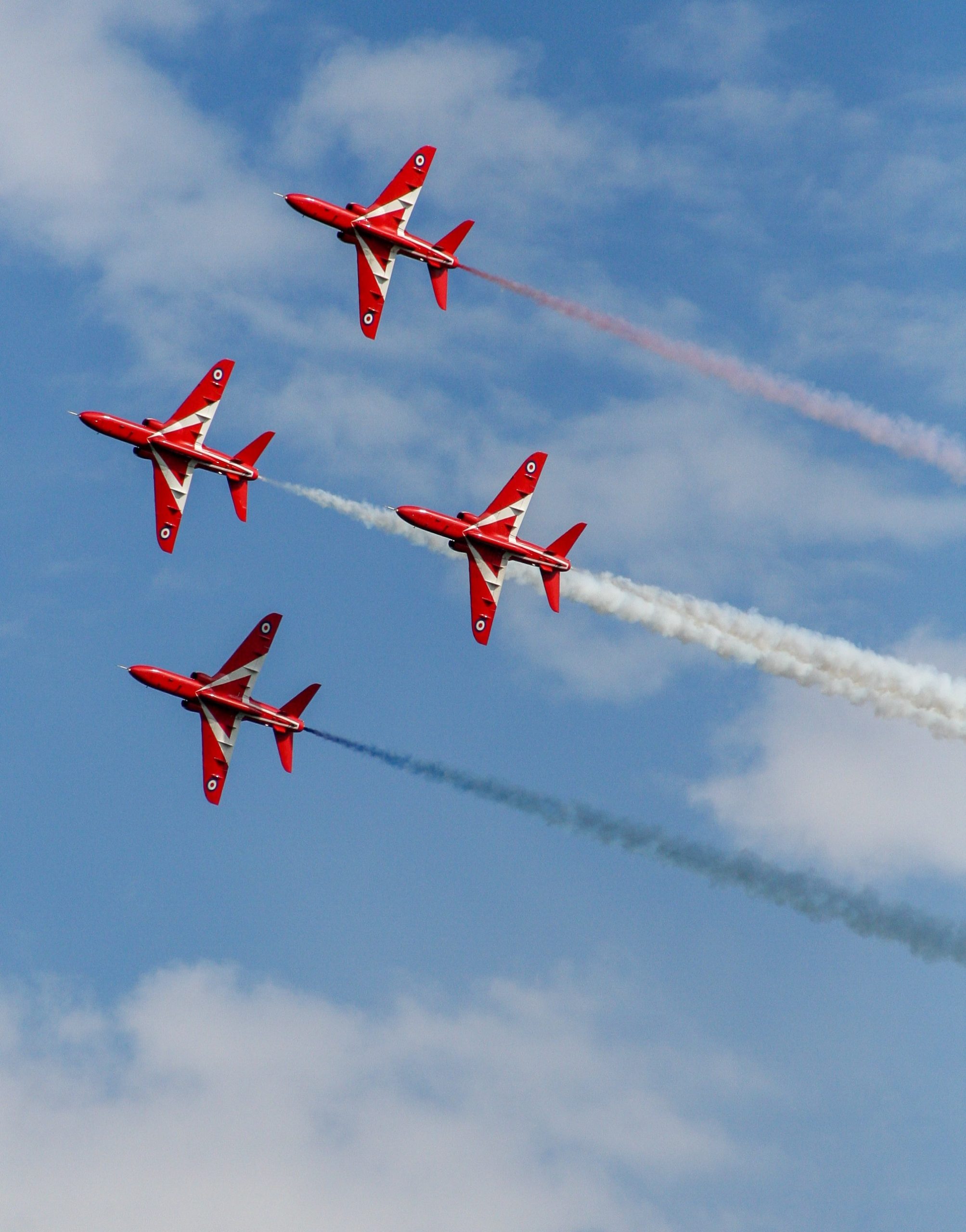 The Red Arrows flying during an air show