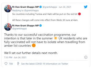 tweet of a UK announcement
