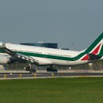 Alitalia A330 landing in Toronto.