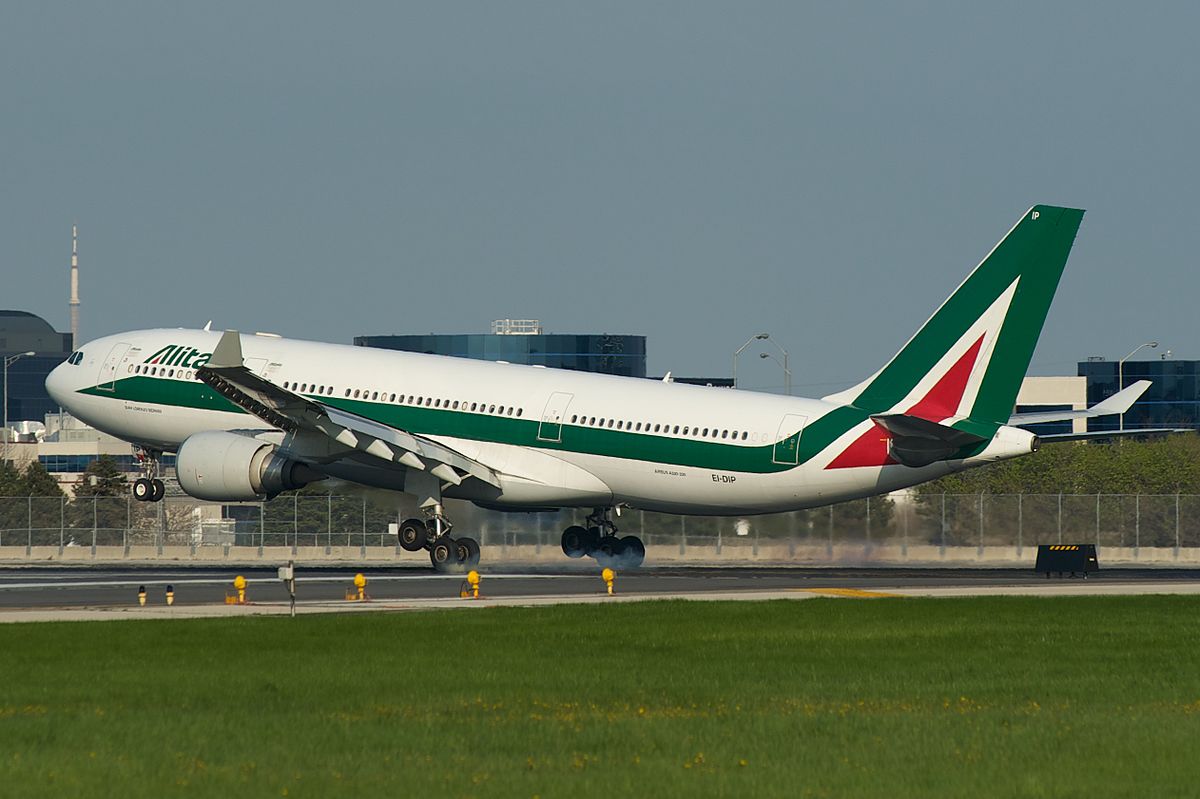 Alitalia A330 landing in Toronto.
