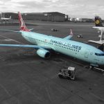 A Turkish Airlines B737 at gate.