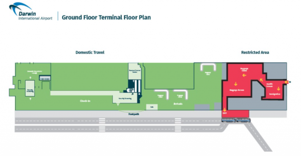 Floor Map of Darwin Airport after separating the terminal to allow processing of International arrivals