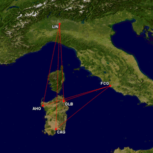 PSO routes in Sardinia | © GCMap