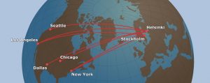 Finnair's USA network for Summer 2022. | Source: GreatCircle Mapper