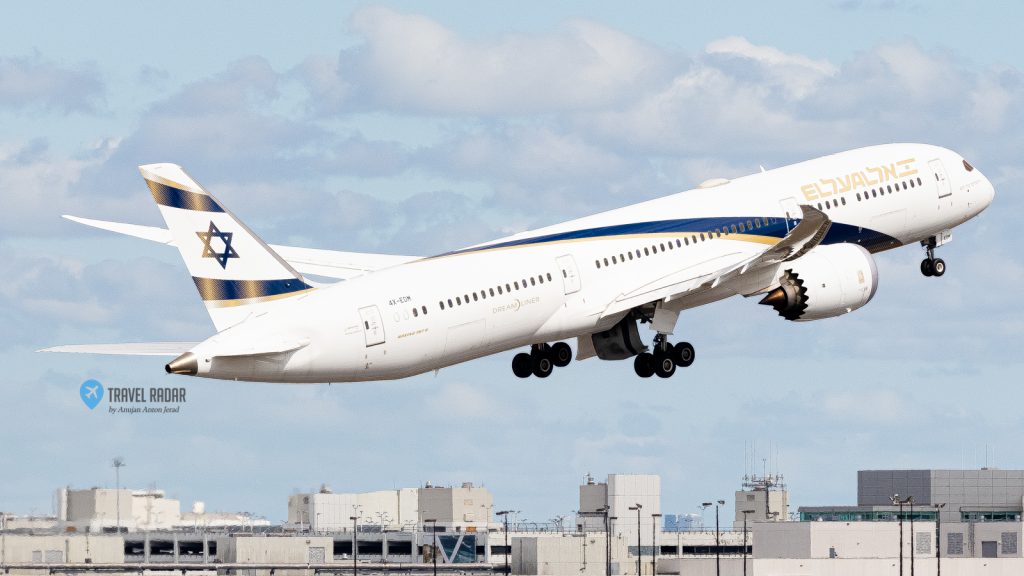 Israel national carrier El Al aircraft in flight