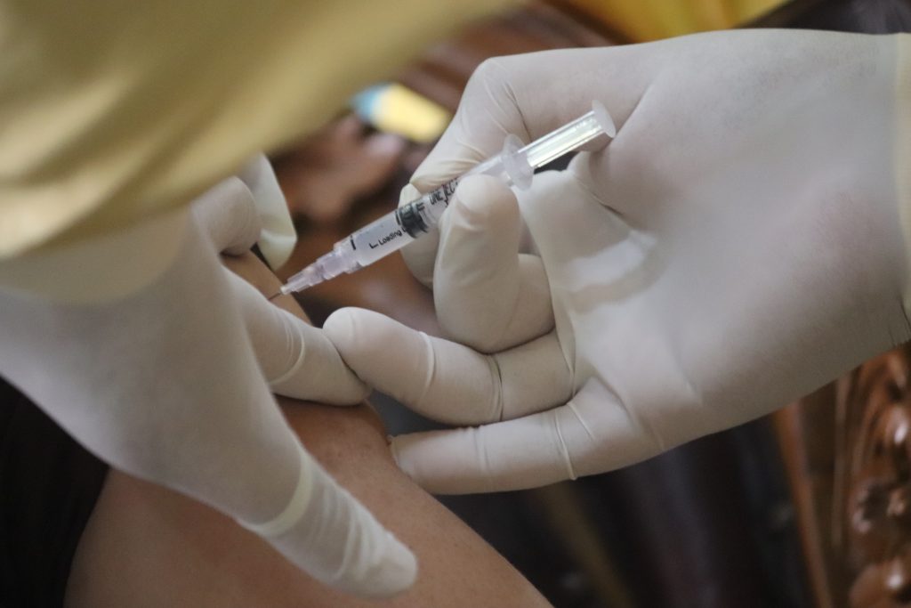 Person being vaccinated