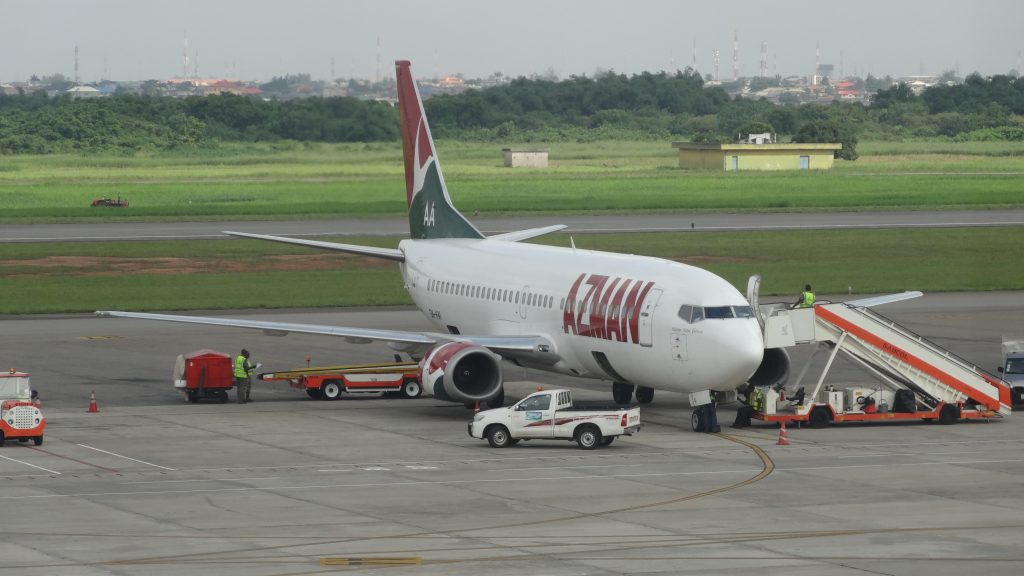 Azman plane at the domestic terminal of Lagos airport