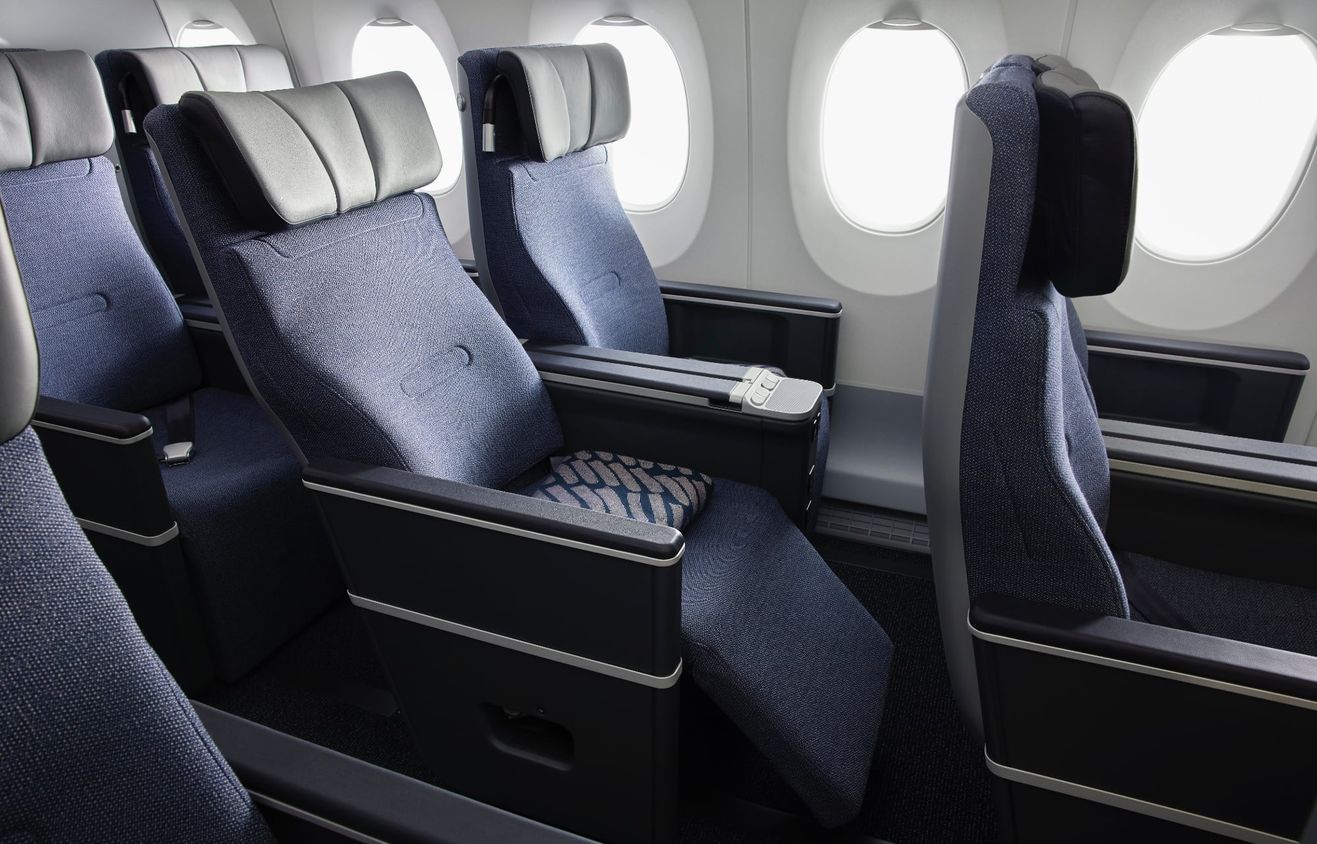 Reclining Seat, Leg and Neck Rests For Premium Economy © Finnair