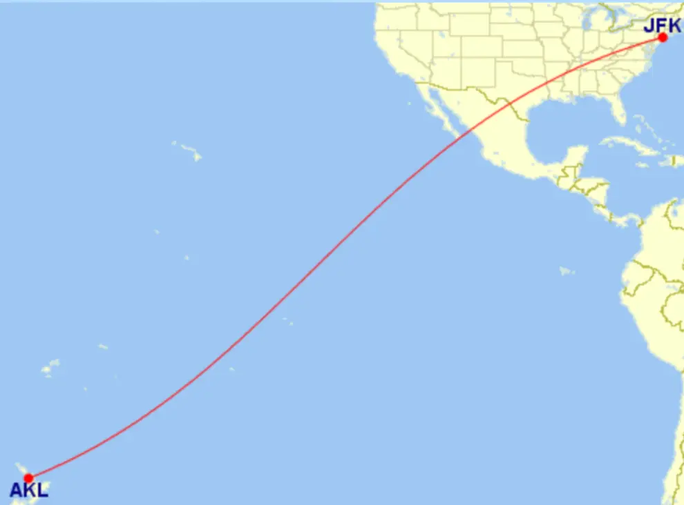 air new zealand new york flight route