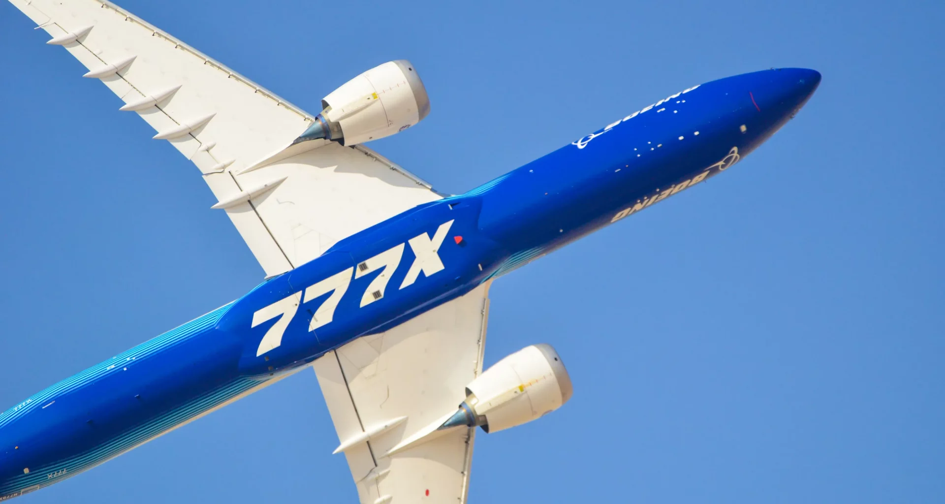 Boeing 777X aircraft airborne