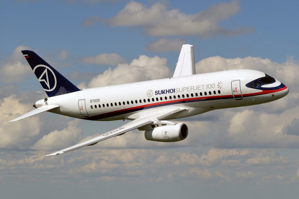 SSJ100 in flight