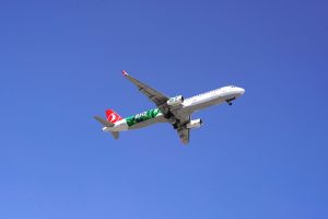 Turkish Airlines biofuel livery aircraft airborne