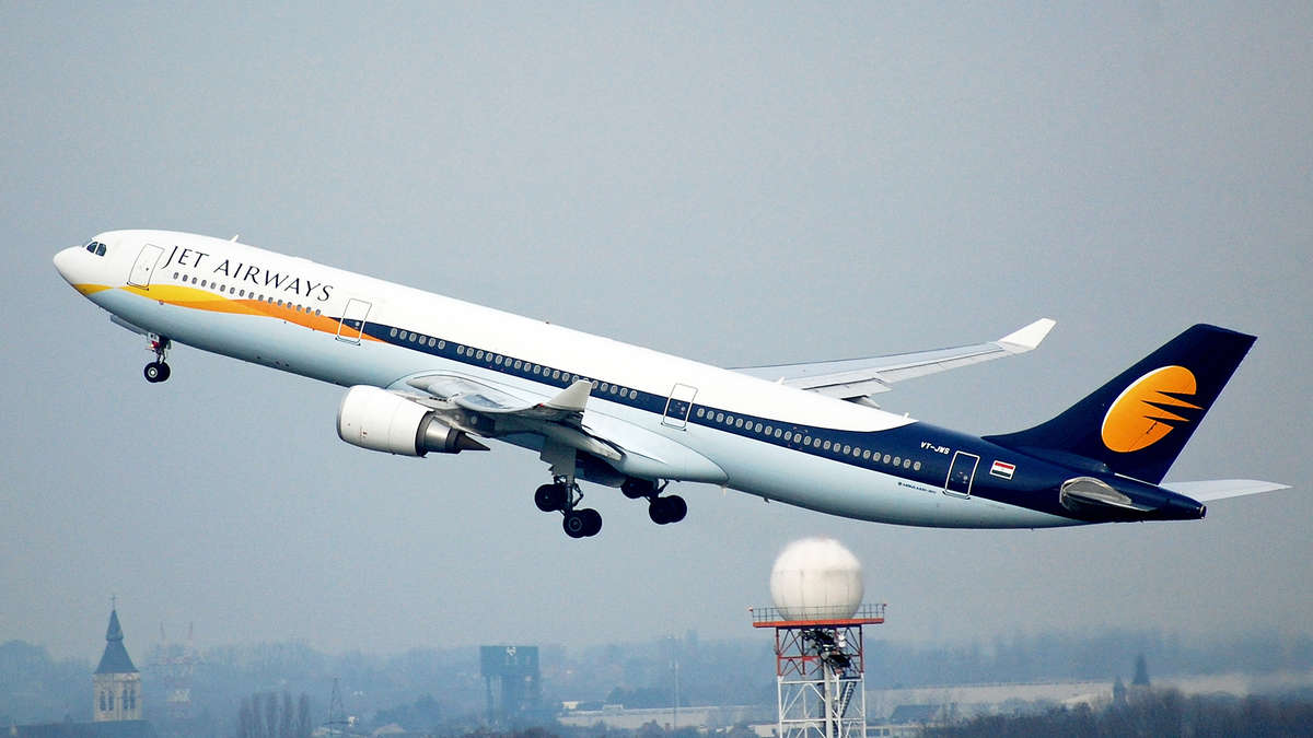 Jet Airways aircraft taking off 