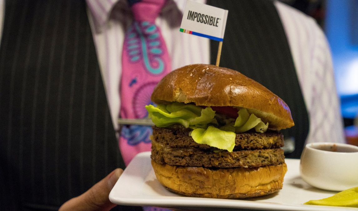 Impossible burger presented on a plate