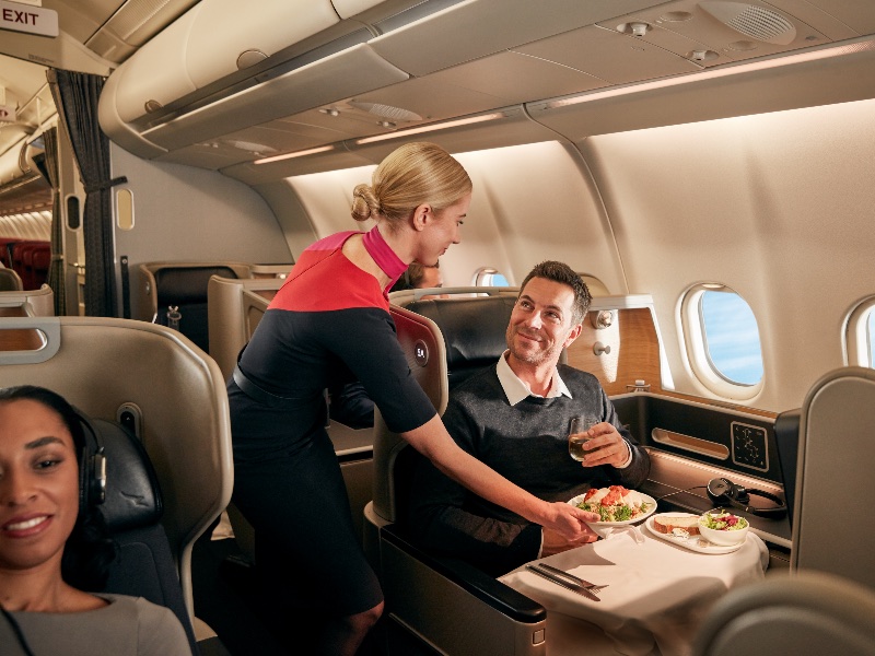 Qantas in flight meal service