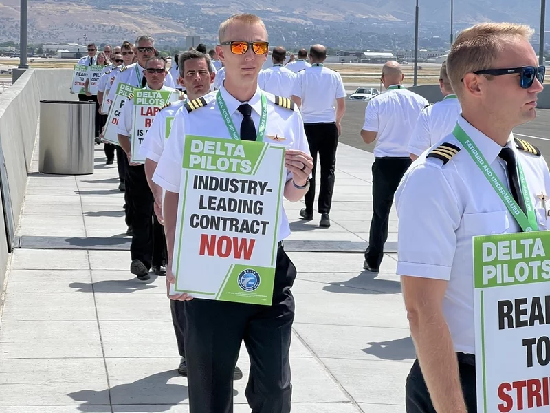 Delta Pilot Pickets at Salt Lake City International Airport