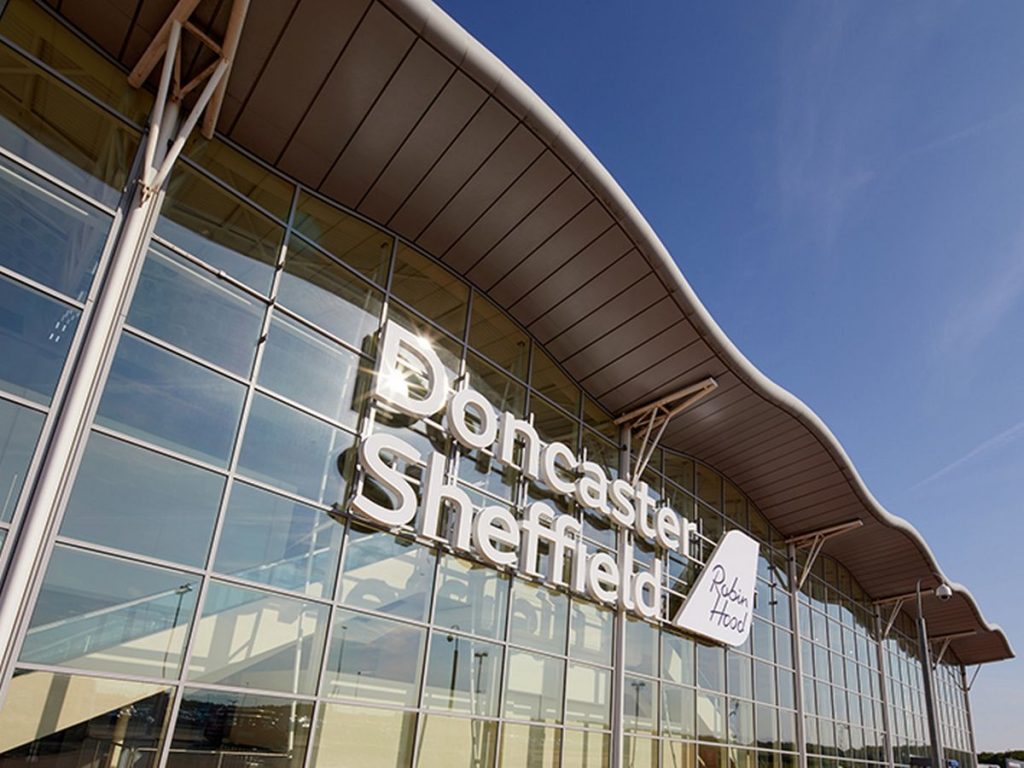Doncaster Sheffield Airport entrance.