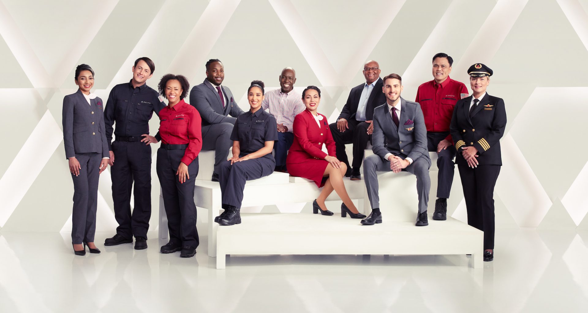 Delta is 6th Best Employer: A line of people of different ethnicities to illustrate Delta reports.