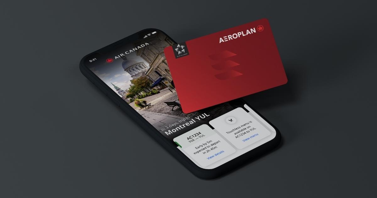 Aeroplan card atop a smartphone