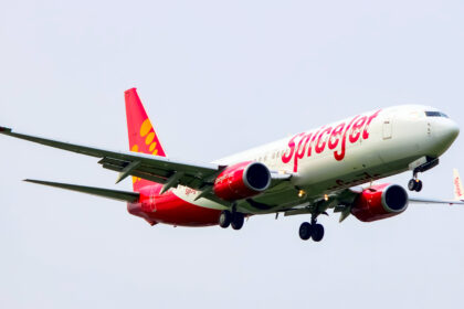 SpiceJet aircraft flying.