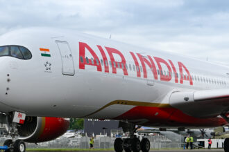 Air India’s widebody Airbus A350-900s exhibited at the 2024 Farnborough International Airshow