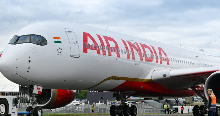 Air India’s widebody Airbus A350-900s exhibited at the 2024 Farnborough International Airshow